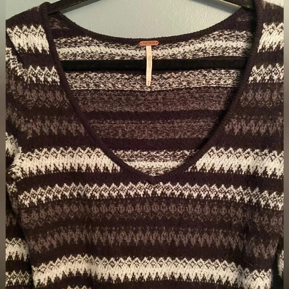 FreePeople sweater dress - long sleeve - black/white/gray - like new - medium